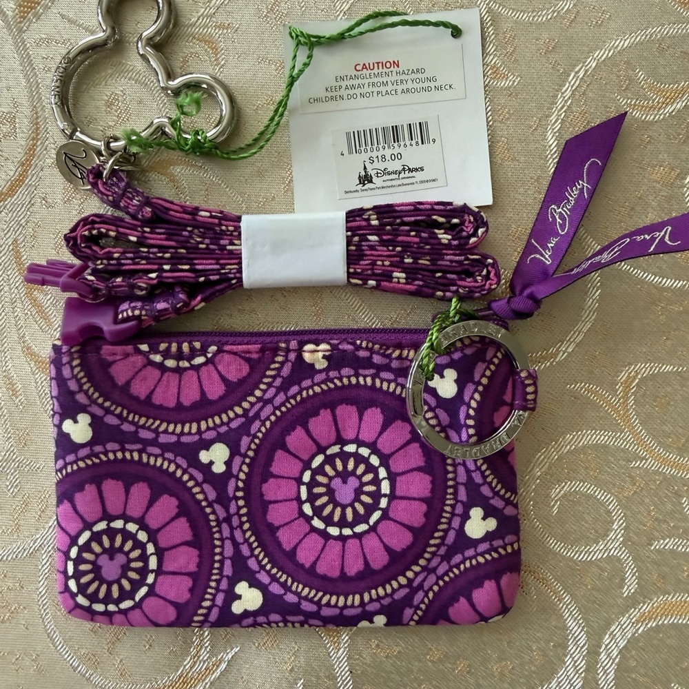 Disney Purple and Pink Patterned lanyard and ID case